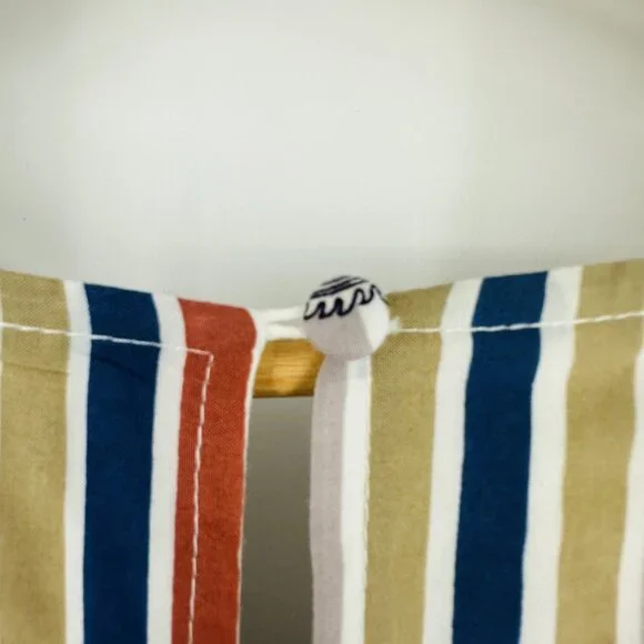 Cotton Bleu Multi Flutter Sleeve Striped Scarf Print V-neck Keyhole Maxi Dress S - Picture 9 of 13